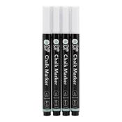 Securit Chalkmarkers - Chalk Markers Fine Bullet Nib Set of 4 White Markers - Pack of 10 image