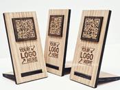 QR Display Stand - Laser Cut Light Oak 10-1000