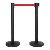 Securit Barriers Systems - Retractable Barrier Set with Red Nylon Strap 33x93x33cm - 2 x Set of 2 image