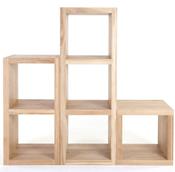 Cubic Solid Oak Modular Bookcase | Stackable Oak Cube Shelving Ireland image
