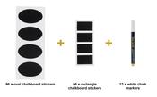 Kitchen Pantry &amp; Jar Label Set - Oval &amp; Rectangle Chalkboard Stickers + White Chalk Markers image