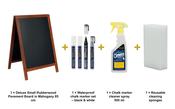 Securit Chalkboard Set - Deluxe Small Rubberwood Pavement Board in Mahogany 85 cm - Board + Waterproof Markers + Cleaner