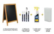 Securit Chalkboard Set - Deluxe Small Rubberwood Pavement Board in Teak 85 cm - Board + Waterproof Markers + Cleaner