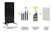 Securit Chalkboard Set - Woody Large Pavement Stand in Black 120 cm - Board + Waterproof Markers + Cleaner