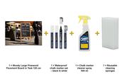 Securit Chalkboard Set - Woody Large Pinewood Pavement Board in Teak 120 cm - Board + Waterproof Markers + Cleaner