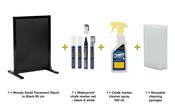 Securit Chalkboard Set - Woody Small Pavement Stand in Black 80 cm - Board + Waterproof Markers + Cleaner