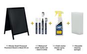 Securit Chalkboard Set - Woody Small Pinewood Pavement Board in Black 85 cm - Board + Waterproof Markers + Cleaner