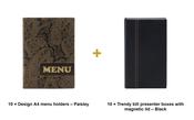Securit Front-of-House Set - Design A4 Paisley - 10 Menu Holders + 10 Bill Presenter Boxes image