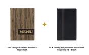 Securit Front-of-House Set - Design A4 Wood-look - 10 Menu Holders + 10 Bill Presenter Boxes image