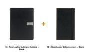 Securit Front-of-House Set - Leather Raw A4 Black - 10 Menu Holders + 10 Beechwood Bill Presenters image