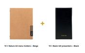 Securit Front-of-House Set - Nature A4 Beige - 10 Menu Holders + 10 Bill Presenters image