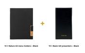 Securit Front-of-House Set - Nature A4 Black - 10 Menu Holders + 10 Bill Presenters