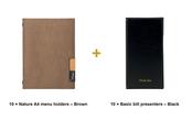 Securit Front-of-House Set - Nature A4 Brown - 10 Menu Holders + 10 Bill Presenters
