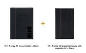 Securit Front-of-House Set - Trendy A4 Black - 10 Menu Holders + 10 Bill Presenter Boxes image