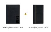Securit Front-of-House Set - Trendy A4 Black - 10 Menu Holders + 10 Bill Presenters image