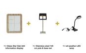 Securit Information Display Set - Glass Star Oak 4A4 - Display + Pole &amp; Base + LED Lamp