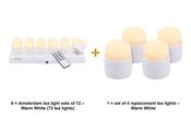 Securit Lighting Set - Amsterdam Rechargeable Tea Lights Warm White (6 Sets of 12) + 4 Replacement Tea Lights image