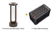 Securit Lighting Set - Florence Table Lamps Brown (Pack of 6) + 10-Port Multicharger image