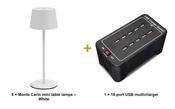 Securit Lighting Set - Monte Carlo Table Lamps White (Pack of 8) + 10-Port Multicharger image