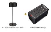 Securit Lighting Set - Signature Table Lamps Black (Pack of 10) + 10-Port Multicharger image