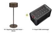 Securit Lighting Set - Signature Table Lamps Brown (Pack of 10) + 10-Port Multicharger image