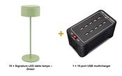 Securit Lighting Set - Signature Table Lamps Green (Pack of 10) + 10-Port Multicharger image