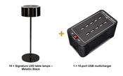 Securit Lighting Set - Signature Table Lamps Metallic Black (Pack of 10) + 10-Port Multicharger image