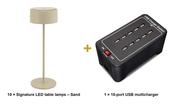 Securit Lighting Set - Signature Table Lamps Sand (Pack of 10) + 10-Port Multicharger image