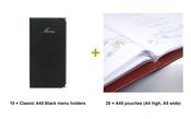 Securit Menu Set - Classic A45 Black - 10 Menu Holders + 20 Extra Pouches image