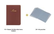 Securit Menu Set - Classic A4 Wine Red - 10 Menu Holders + 20 Extra Pouches