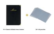 Securit Menu Set - Classic A5 Black - 10 Menu Holders + 20 Extra Pouches image