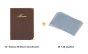 Securit Menu Set - Classic A5 Brown - 10 Menu Holders + 20 Extra Pouches