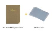 Securit Menu Set - Classic A5 Ivory - 10 Menu Holders + 20 Extra Pouches