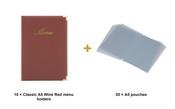Securit Menu Set - Classic A5 Wine Red - 10 Menu Holders + 20 Extra Pouches