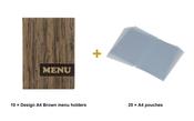 Securit Menu Set - Design A4 Brown - 10 Menu Holders + 20 Extra Pouches image