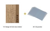 Securit Menu Set - Design A4 Cork - 10 Menu Holders + 20 Extra Pouches