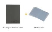 Securit Menu Set - Design A4 Velvet - 10 Menu Holders + 20 Extra Pouches