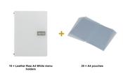 Securit Menu Set - Leather Raw A4 White - 10 Menu Holders + 20 Extra Pouches image