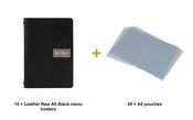Securit Menu Set - Leather Raw A5 Black - 10 Menu Holders + 20 Extra Pouches image