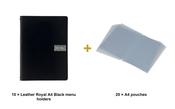 Securit Menu Set - Leather Royal A4 Black - 10 Menu Holders + 20 Extra Pouches image