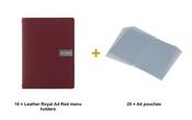 Securit Menu Set - Leather Royal A4 Red - 10 Menu Holders + 20 Extra Pouches image
