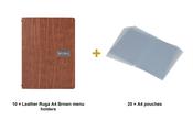 Securit Menu Set - Leather Ruga A4 Brown - 10 Menu Holders + 20 Extra Pouches image