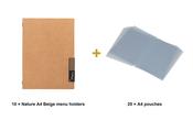 Securit Menu Set - Nature A4 Beige - 10 Menu Holders + 20 Extra Pouches