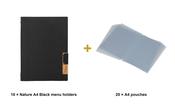 Securit Menu Set - Nature A4 Black - 10 Menu Holders + 20 Extra Pouches