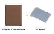 Securit Menu Set - Signature A4 Brown - 10 Menu Holders + 20 Extra Pouches image