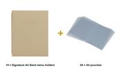 Securit Menu Set - Signature A4 Sand - 10 Menu Holders + 20 Extra Pouches