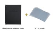 Securit Menu Set - Signature A5 Black - 10 Menu Holders + 20 Extra Pouches image