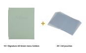 Securit Menu Set - Signature A5 Green - 10 Menu Holders + 20 Extra Pouches image