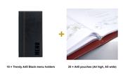 Securit Menu Set - Trendy A45 Black - 10 Menu Holders + 20 Extra Pouches image