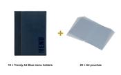 Securit Menu Set - Trendy A4 Blue - 10 Menu Holders + 20 Extra Pouches image